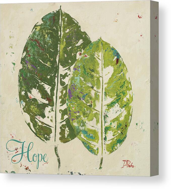 Green Canvas Print featuring the painting Green Leaves Hope by Patricia Pinto