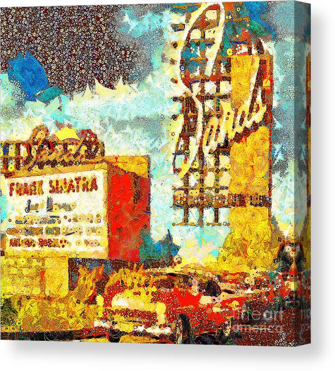 Wingsdomain Canvas Print featuring the photograph Gustav Klimt Does The Sands Hotel and Casino in Las Vegas With Frank Sinatra 20190122 sq1 by Wingsdomain Art and Photography