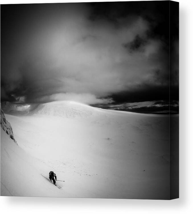 Ski Canvas Print featuring the photograph Happiness Is First Tracks In Fresh Snow by Eric Verbiest