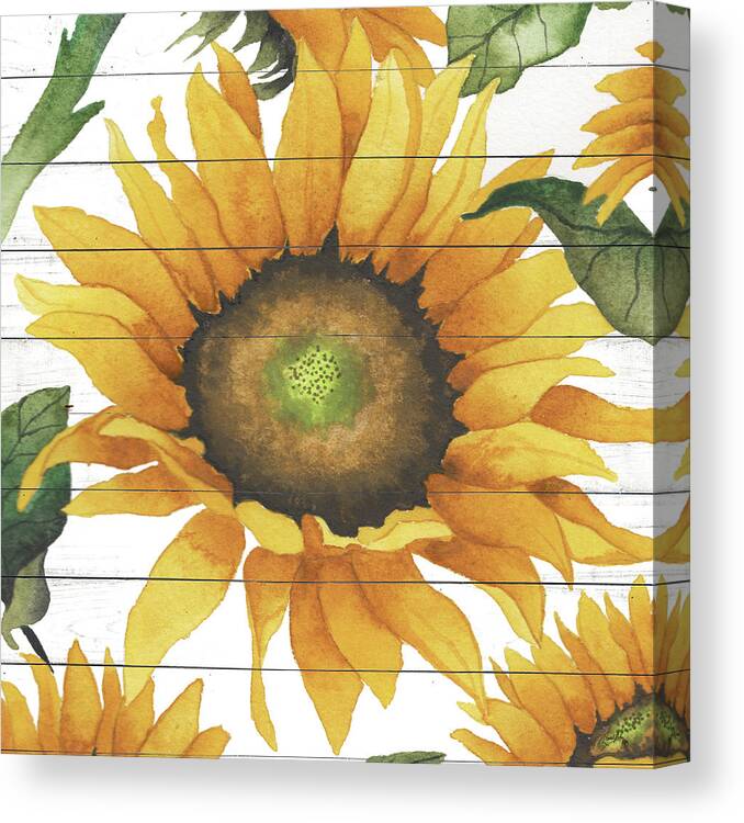 Happy Canvas Print featuring the mixed media Happy Sunflower I by Elizabeth Medley