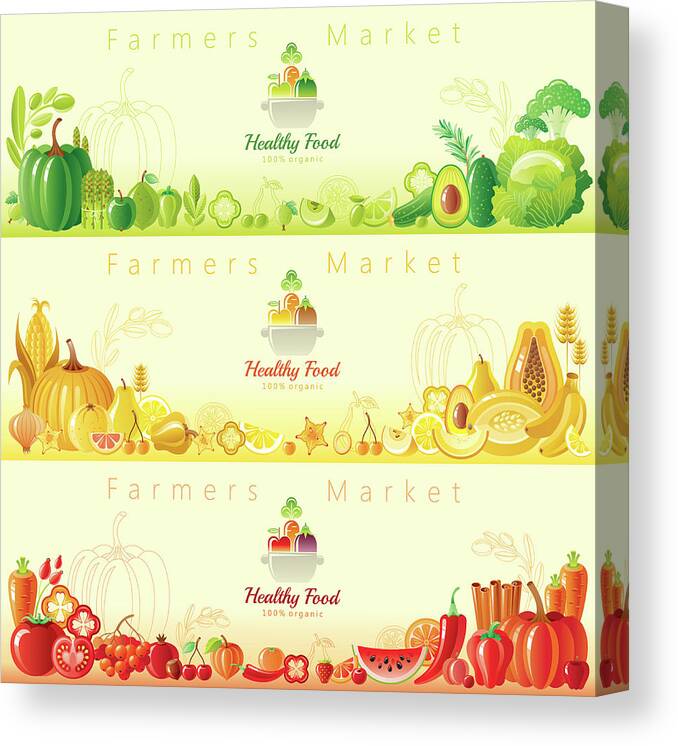 Nut Canvas Print featuring the digital art Healthy Organic Food Banners by O-che