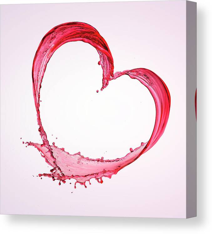 Purity Canvas Print featuring the photograph Heart Shape Of Red Splash Water by Biwa Studio