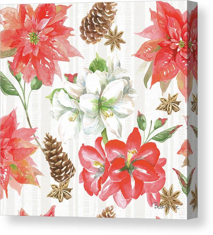 Anise Canvas Print featuring the painting Holiday Flora Pattern Ia by Beth Grove