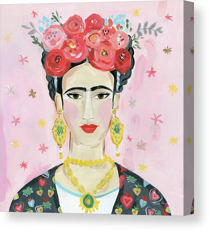 Black Canvas Print featuring the painting Homage To Frida Shoulders by Farida Zaman