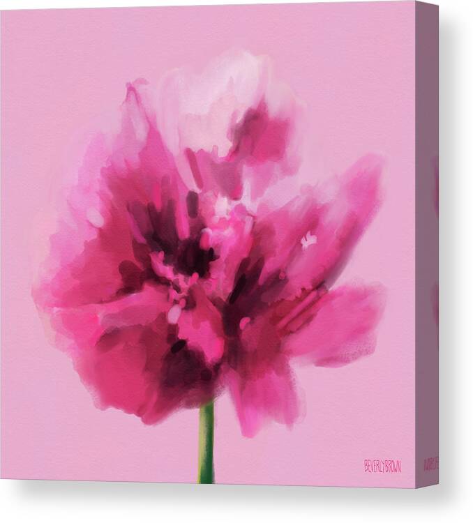 Pink Canvas Print featuring the painting Hot Pink Carnation by Beverly Brown