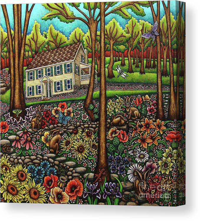 Hare Canvas Print featuring the painting House In The Meadow by Amy E Fraser