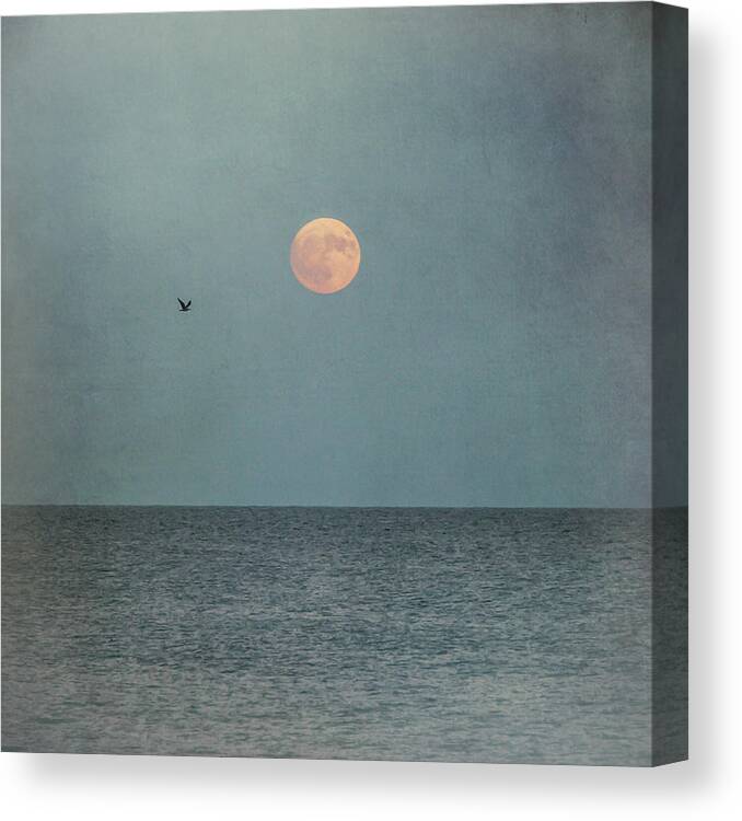 Terry D Photography Canvas Print featuring the photograph Hunter's Moon Sea Square by Terry DeLuco