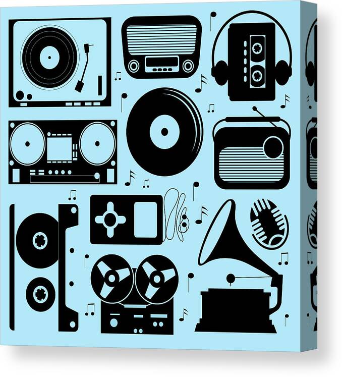 Music Canvas Print featuring the digital art Illustration Of Different Musical by Olillia