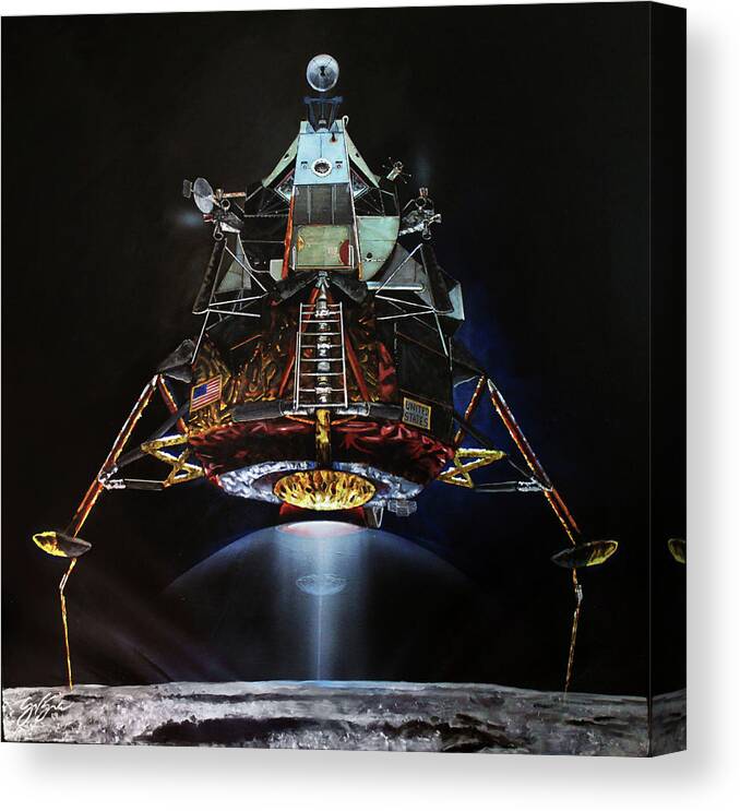 Nasa Canvas Print featuring the painting In the Shadow of the Eagle by Simon Kregar