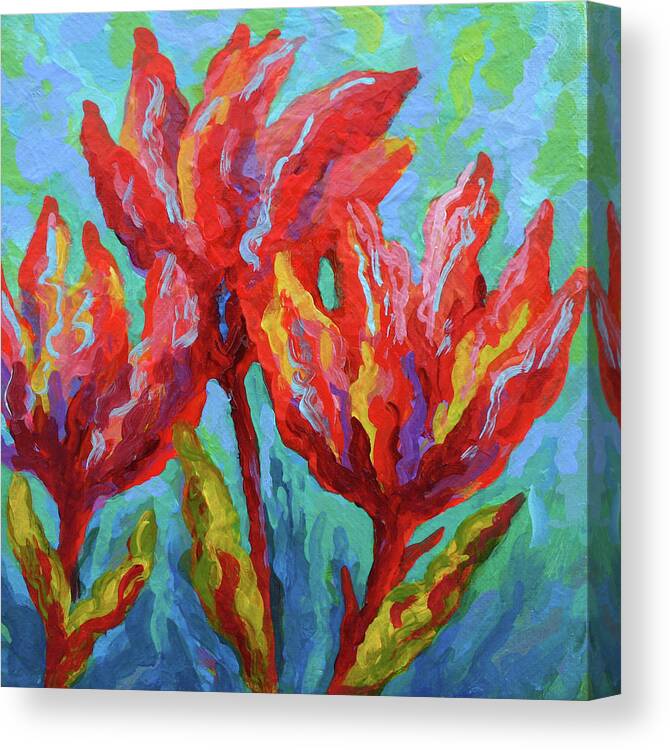 Indian Paint Brush Canvas Print featuring the painting Indian Paint Brush by Marion Rose