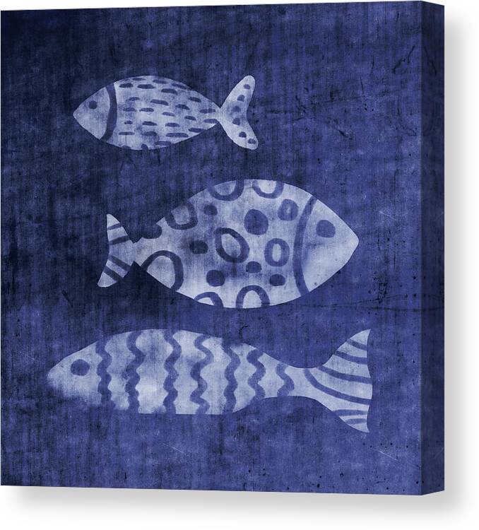 Fish Canvas Print featuring the mixed media Indigo Fish- Art by Linda Woods by Linda Woods