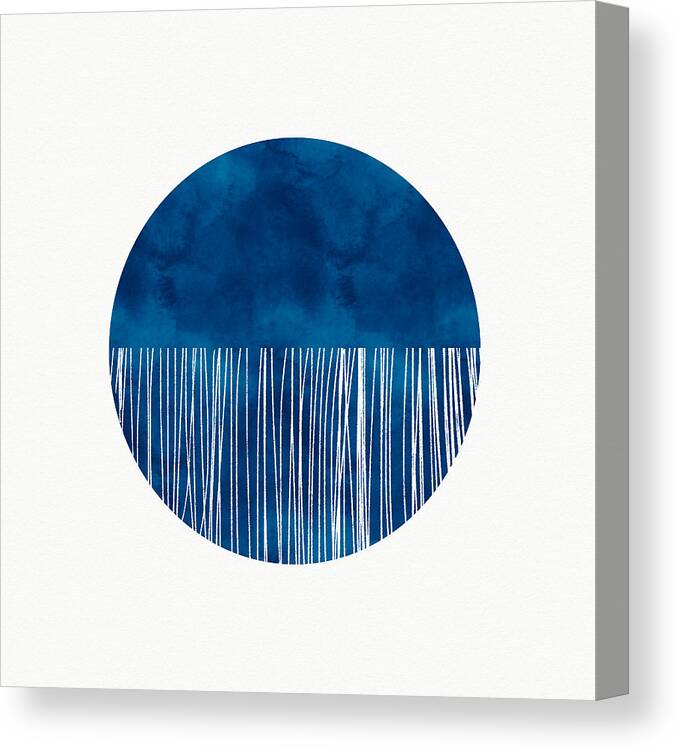 Circle Canvas Print featuring the mixed media Indigo Moon- Art by Linda Woods by Linda Woods