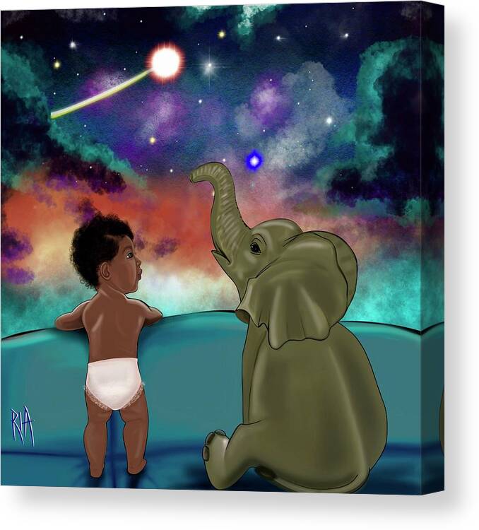 Elephant Canvas Print featuring the painting Inspired by Artist RiA