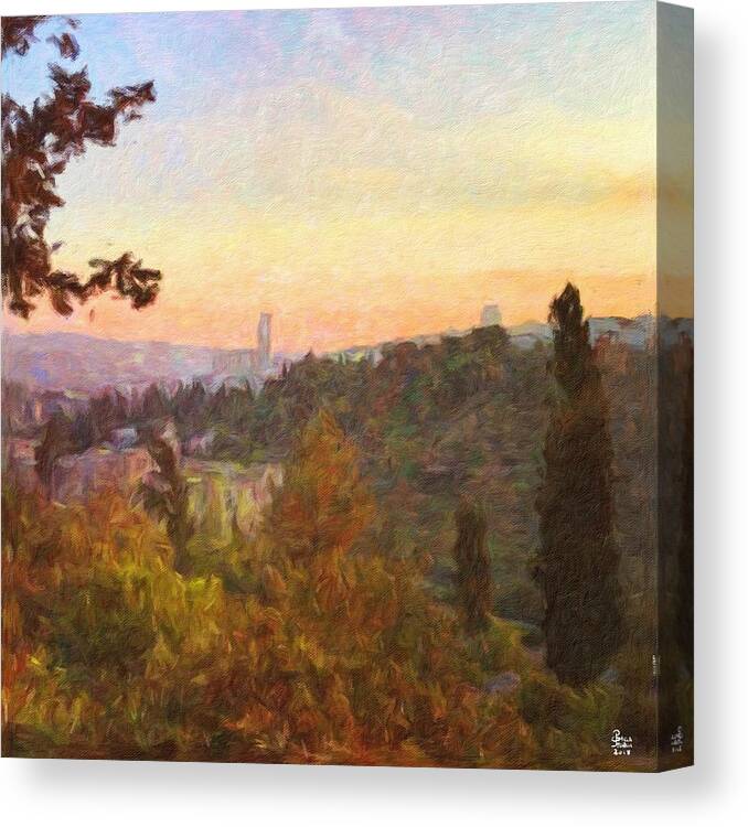 Pamela Storch Canvas Print featuring the digital art Jerusalem Hills by Pamela Storch