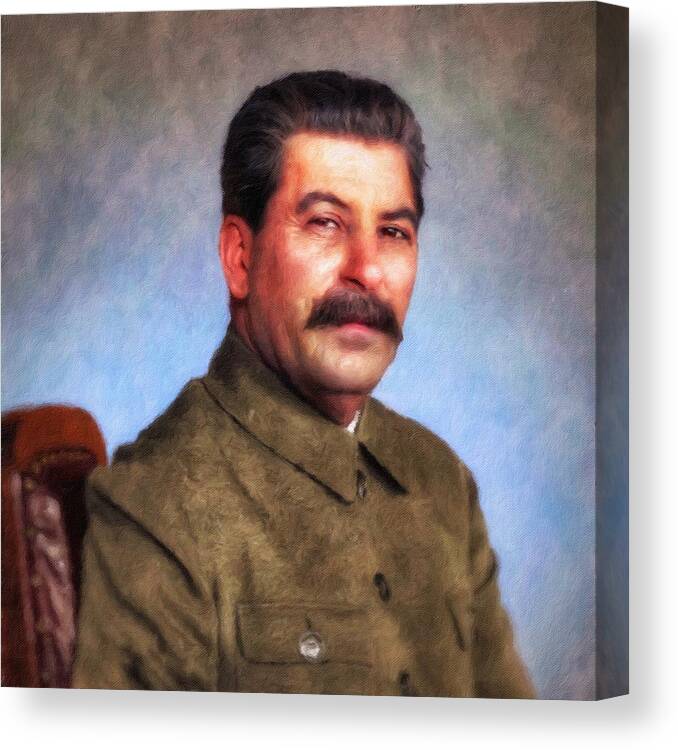 Joseph Stalin Canvas Print featuring the painting Joseph Stalin by Vincent Monozlay