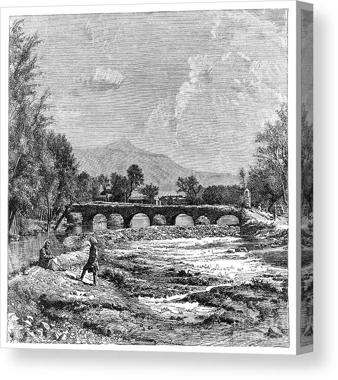 Engraving Canvas Print featuring the drawing Kabul River, Afghanistan, 1895 by Print Collector