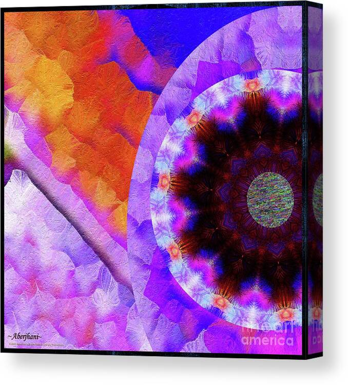 Moon Canvas Print featuring the digital art Kaleidoscope Moon for Children Gone Too Soon Number - 5 Flame and Flower by Aberjhani