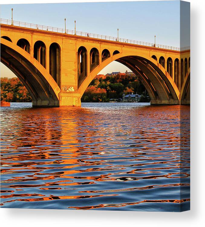 Francis Scott Key Bridge Canvas Print featuring the photograph Key Bridge by Mitch Cat