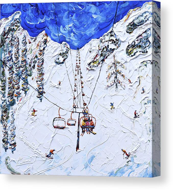 Kt-22 Canvas Print featuring the painting KT-22 Chair Lift Squaw Valley by Pete Caswell