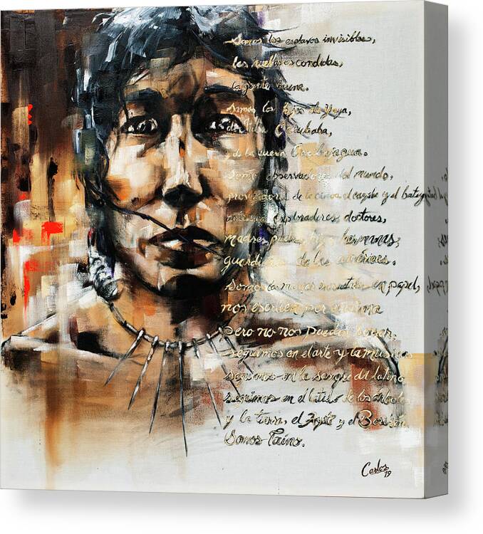Taino Canvas Print featuring the painting La Gente Buena - The Good People by Carlos Flores