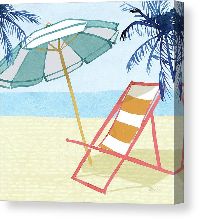 Beach Canvas Print featuring the painting Laguna Lounging II by Mercedes Lopez Charro