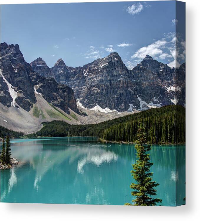 Tranquility Canvas Print featuring the photograph Lake Moraine by Glenn Ross Images