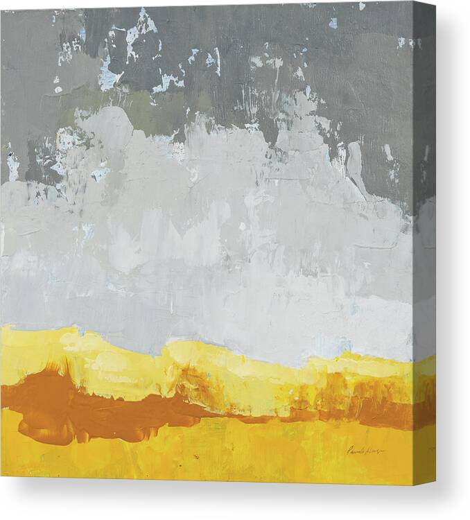 Abstract Canvas Print featuring the painting Landscape Yellow Grey by Pamela Munger