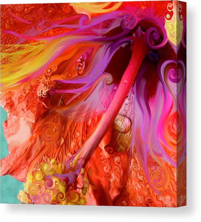 Abstract Flower Canvas Print featuring the digital art Laughing Hibiscus by Cindy Greenstein