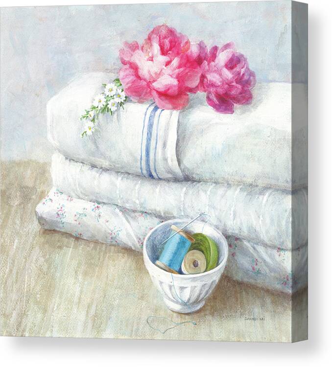Bath Canvas Print featuring the painting Laundry Day Iv by Danhui Nai