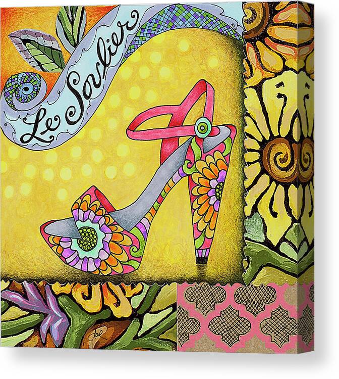  Canvas Print featuring the drawing Stepping Out by Janice A Larson