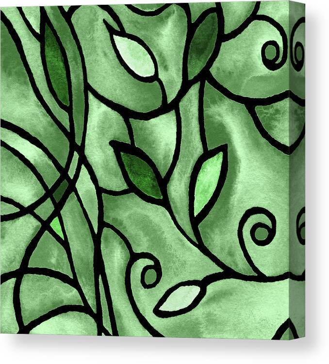 Nouveau Canvas Print featuring the painting Leaves And Curves Art Nouveau Style X by Irina Sztukowski