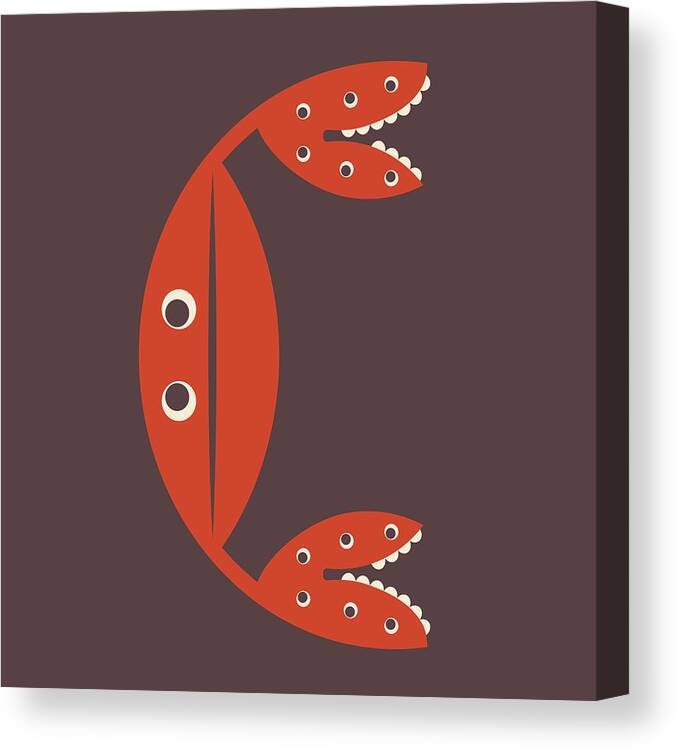 Animal Alphabet Canvas Print featuring the digital art Letter C - Animal Alphabet - Crab Monogram by Jen Montgomery