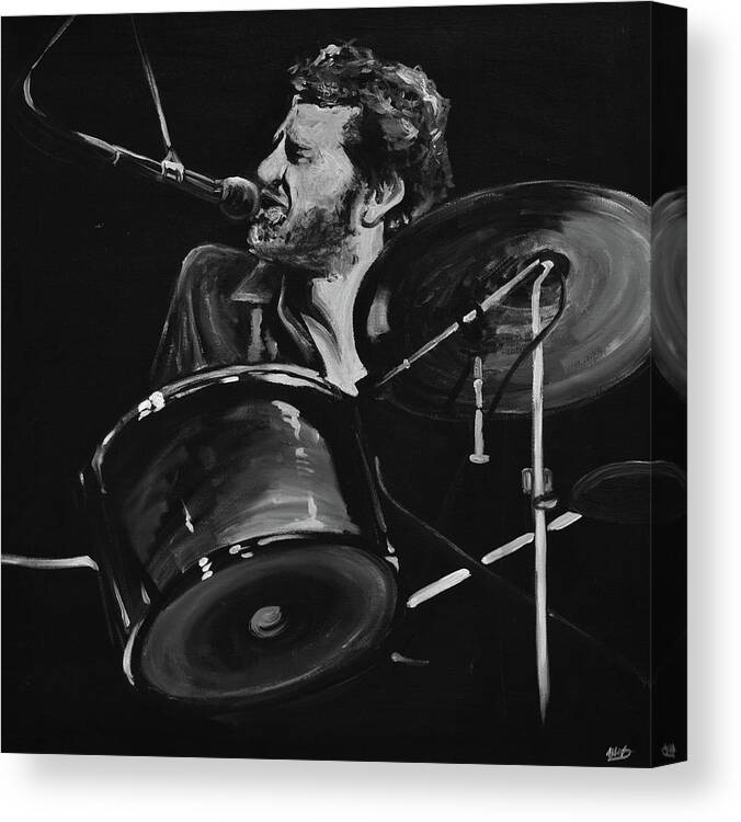 Levon Helm Canvas Print featuring the painting Levon Helm at Drums by Melissa O Brien