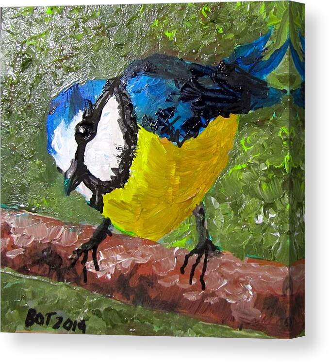 Bird Canvas Print featuring the painting Little Blue Tit by Barbara O'Toole