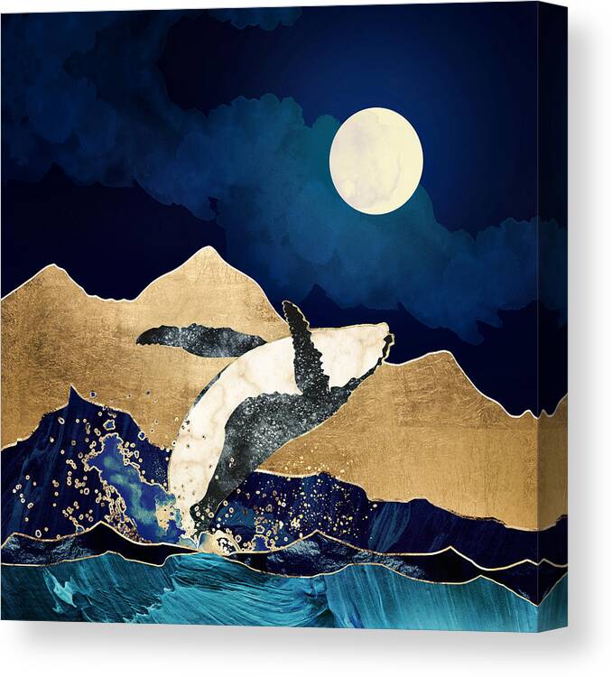 Whale Canvas Print featuring the digital art Live Free by Spacefrog Designs