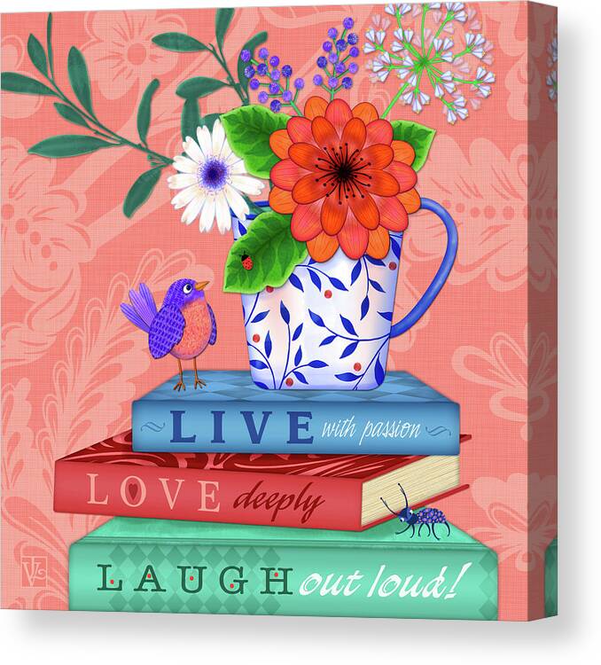 Still Life Canvas Print featuring the digital art Live Laugh Love by Valerie Drake Lesiak