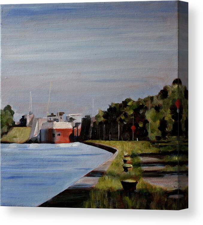 Landscape Canvas Print featuring the painting Lock 2 by Sarah Lynch