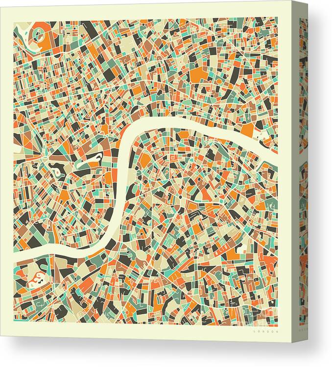 London Canvas Print featuring the digital art London Map 1 by Jazzberry Blue