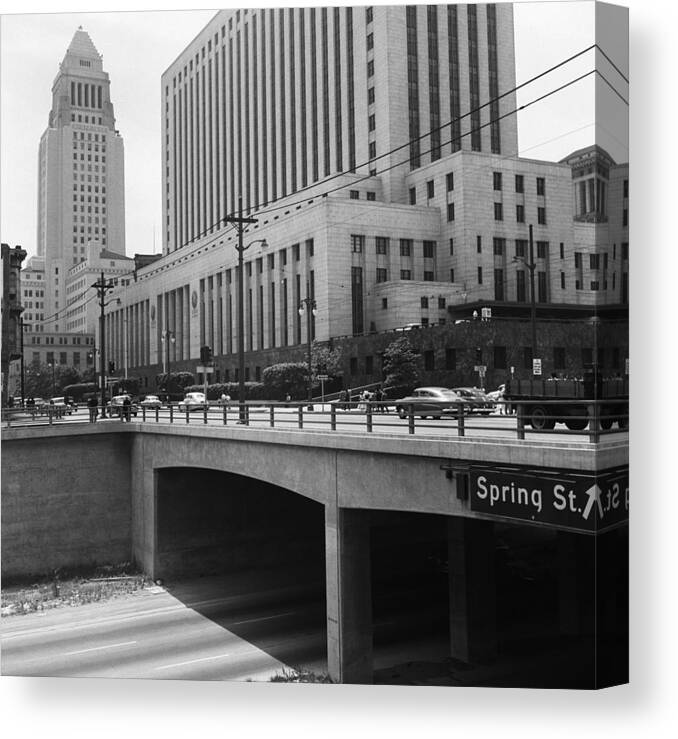 1950-1959 Canvas Print featuring the photograph Los Angeles In The 1950s by Michael Ochs Archives