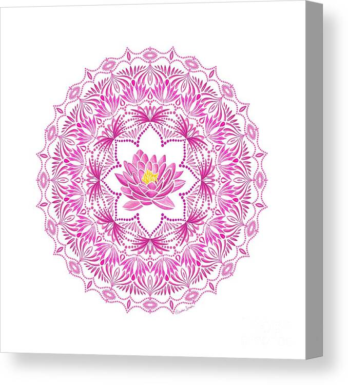 Lotus Canvas Print featuring the mixed media Lotus Mandala by Heather Schaefer