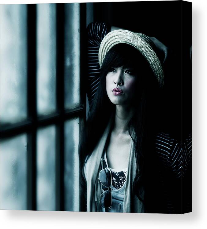 Portrait Canvas Print featuring the photograph Love Me Blue by Sebastian Kisworo