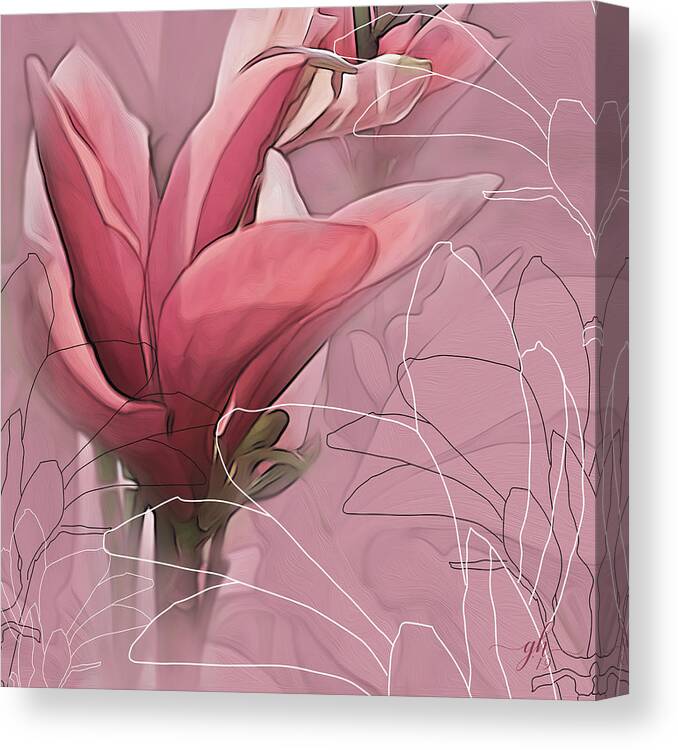 Saucer Magnolia Canvas Print featuring the digital art Magnolia Musings by Gina Harrison