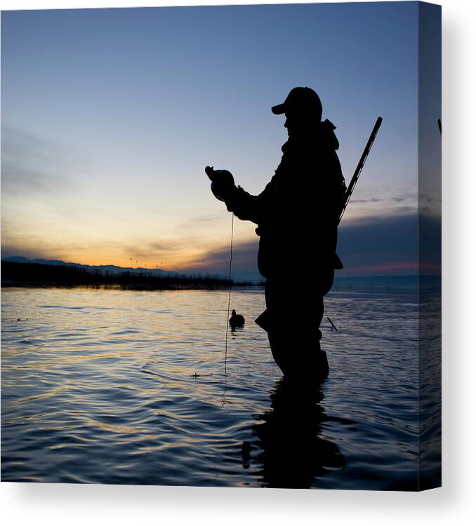 Rifle Canvas Print featuring the photograph Man Duck Hunting by Rubberball Productions