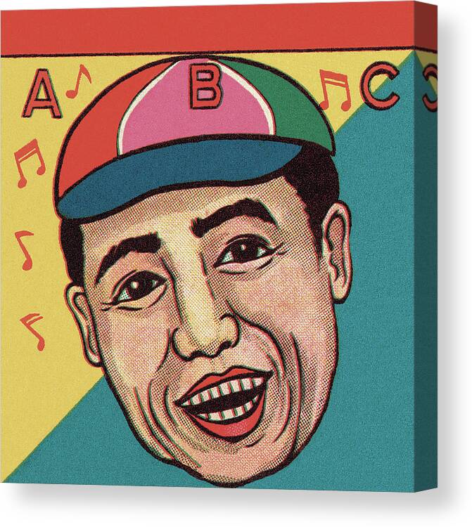 Accessories Canvas Print featuring the drawing Man Wearing a Baseball Cap by CSA Images