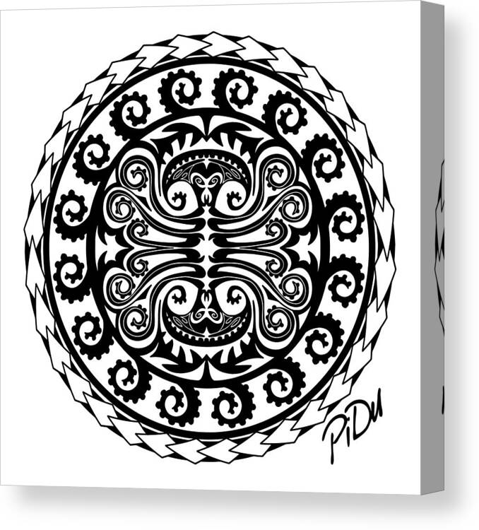 Maori Canvas Print featuring the digital art Maori Octopus by Piotr Dulski