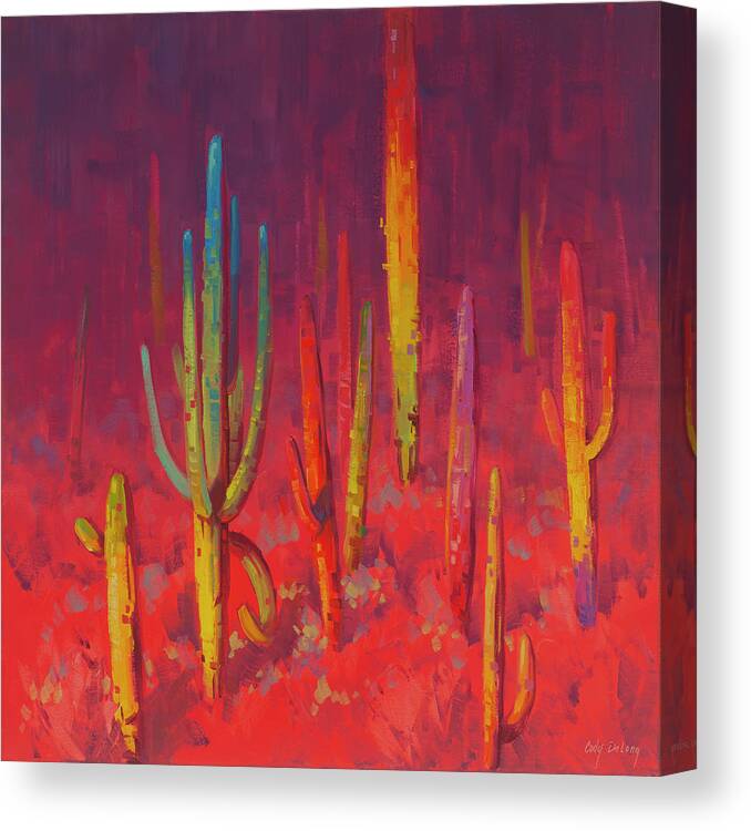 Saguaro Canvas Print featuring the painting Marching into the light by Cody DeLong