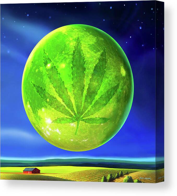 Marijuana Canvas Print featuring the digital art Marijuana Moon by Robin Moline