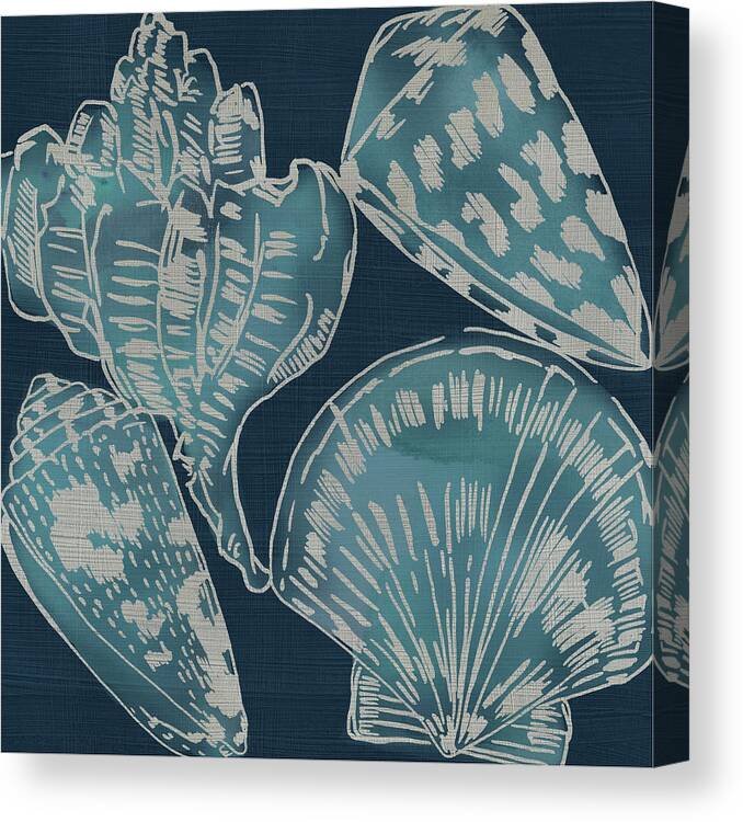 Coastal & Tropical Canvas Print featuring the painting Marine Shells II by Chariklia Zarris
