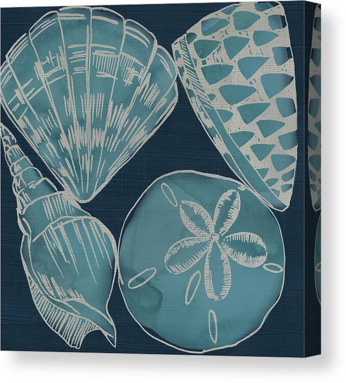 Coastal & Tropical Canvas Print featuring the painting Marine Shells Iv by Chariklia Zarris