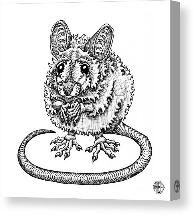 Animal Portrait Canvas Print featuring the drawing Meadow Jumping Mouse by Amy E Fraser
